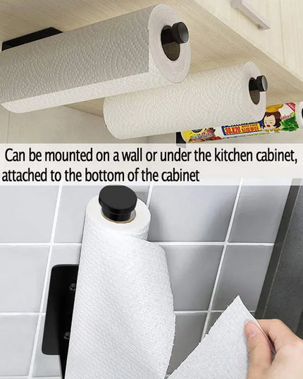 1pc Stainless SteelPaper Towel Holder for Kitchen, Adhesive Under Cabinet Paper Towel Roll Rack for Bathroom Towel