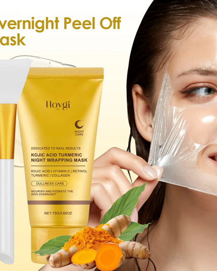 2pcs Collagen Overnight Facial Mask Deep Pore Cleansing Peel off Oil Control Turmeric Night Face Mask for Skin Care