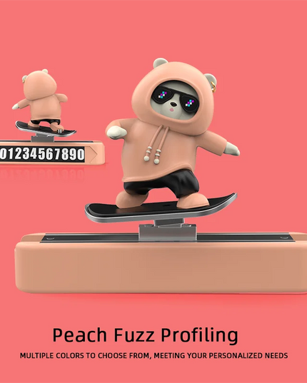 New Dashboard Car Decorations Skateboard Bear Magnetic Parking Number Plate Creative Car Cartoon Interior Interior Accessories