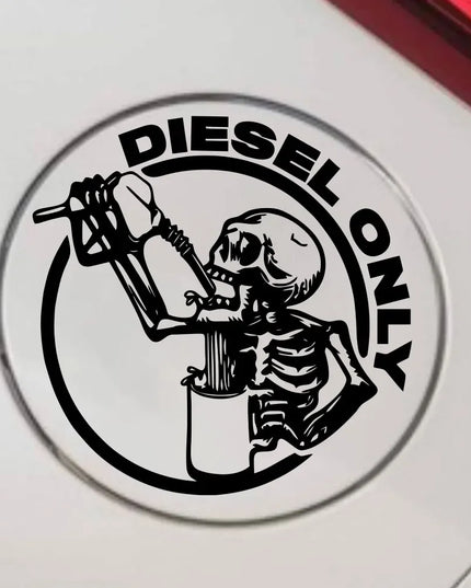 Diesel Only Skull for Car Sticker Decoration Fuel Tank Cap Roundness Outdoor Sticker External Accessories Waterproof Vinyl Decal