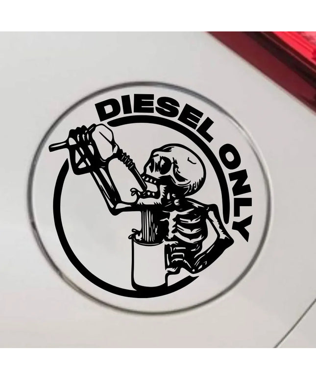 Diesel Only Skull for Car Sticker Decoration Fuel Tank Cap Roundness Outdoor Sticker External Accessories Waterproof Vinyl Decal