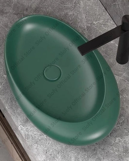 Nordic-style Hotel Countertop Basin Fashionable Art Bathroom Sink Egg-shaped Ceramic Sinks Various Styles Home Balcony Washbasin