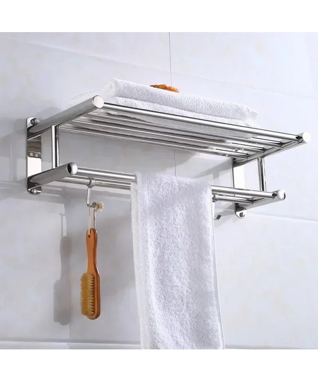40/50/60cm Towel Rack with  Movable Hooks Steel Bathroom Kitchen Towel Holder Wall Mounted Towel Rack for Home Hotel Accessories