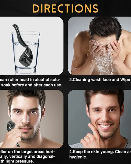 Derma Roller for Facial Body Hair Growth,540 Needles, Micro Face Roll Tool, Skin Beard, 0.2mm, 0.25mm, 0.3mm