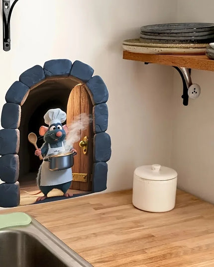 1pc Cute Little Mouse Sticker Kitchen Chef Wall Decoration Living Room Bedroom Kitchen Wall Sticker Home Decoration Accessories