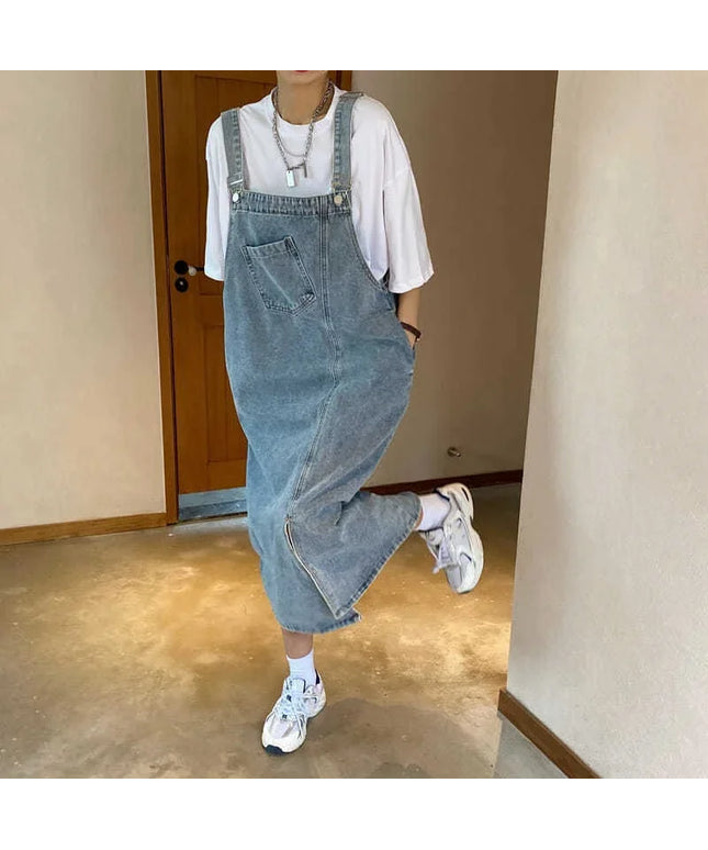 Spring Summer Denim Overall Dress Women Sleeveless Jeans Dresses Fashion Female Solid Slip Casual Loose Spaghetti Strap Dresses