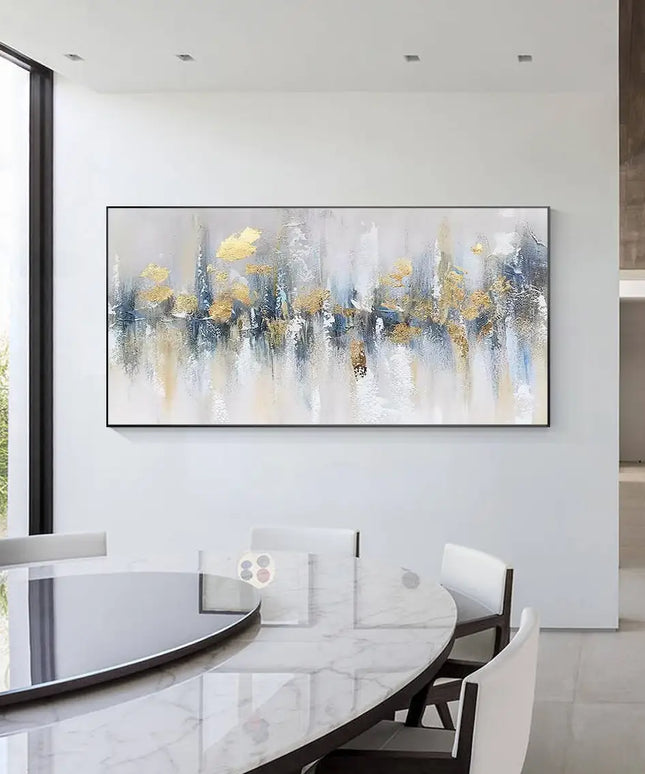 Gold Foil Teal Green 3D Texture Abstract Painting On Canvas Livingroom Bedroom Large Luxury Gold Wall Art New Home Art Decor