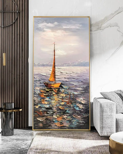 Beach Art Australia Large Boats Ocean Art Coastal Art Beach Oil Painting Hand Painted Ocean Thick Texture Modern Home Wall Art