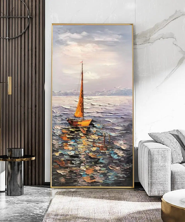 Beach Art Australia Large Boats Ocean Art Coastal Art Beach Oil Painting Hand Painted Ocean Thick Texture Modern Home Wall Art