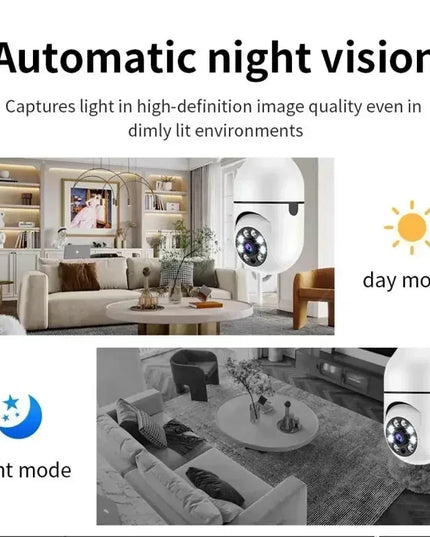 5MP E27 Bulb Wifi Surveillance Camera 4X Digital Zoom Full Color Video Night Vision Automatic Human Tracking Security IP Camera