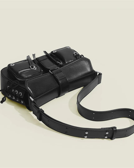 Goth Punk Cool Women's Underarm Bag Hot Girls Shoulder Bags Fashion Design PU Leather Female Handbags Tote Purse with Zipper