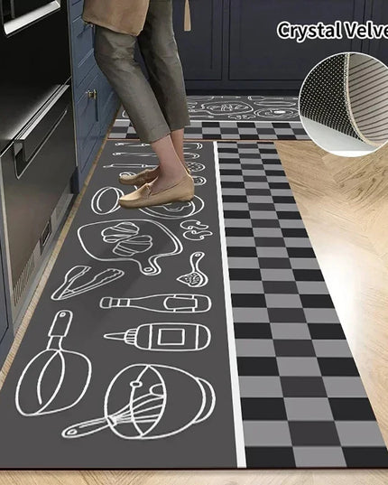 Non-slip Kitchen Mat Long Rugs Crystal Velvet Carpet for Living Room Absorbent Foot Mats Bedroom Doormat Alfombra Small Rugs