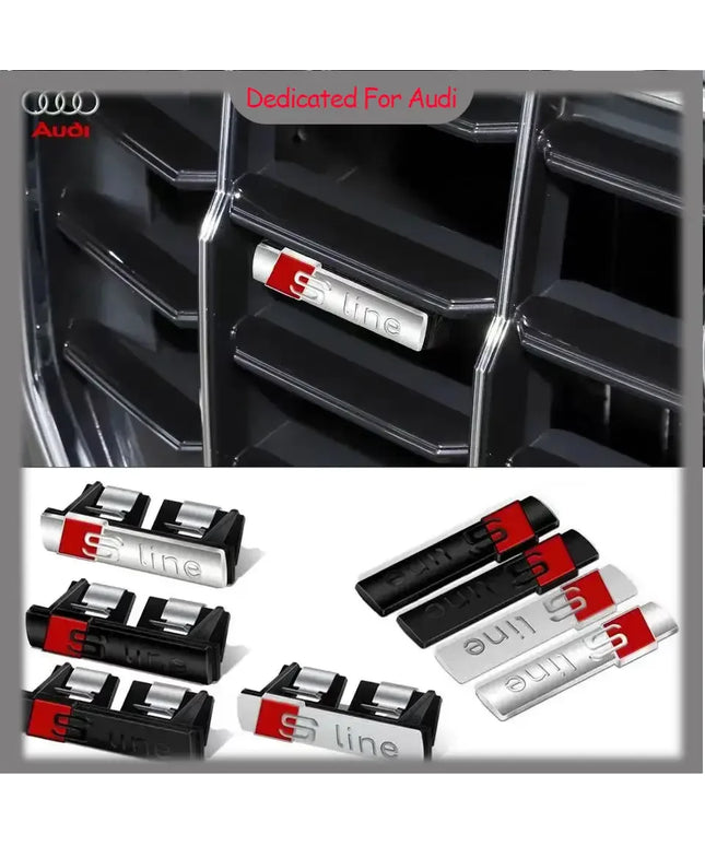 Car Goods Emblem Grill Front Hood Badge Grille For Audi Sline RS A3 A4 B8 8P 8V B6 A5 A6 C7 Q5 B9 B7 C6 A1 Q7 Q3 TT Auto sticker