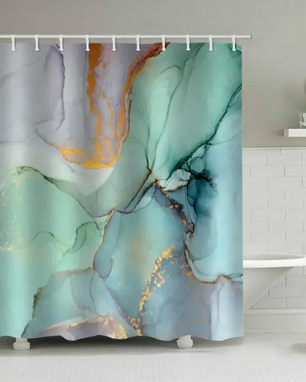 Grey Gold Marble Ink Texture Shower Curtain Set Abstract Modern Shower Curtain for Bathroom Decor Waterproof Washable Fabric