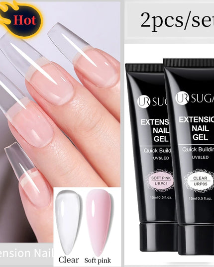 UR SUGAR 15ml Nail Extension Gel Soak Off UV LED Acrylic Crystal White Clear Nude Gel Nail Polish UV Construction Gel