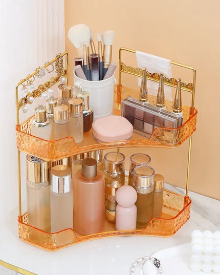1Pc/Bathroom Cosmetic Rotating Storage Rack Desktop Cosmetic Organizer Shelf Toiletries Multi-Layer Storage Tray
