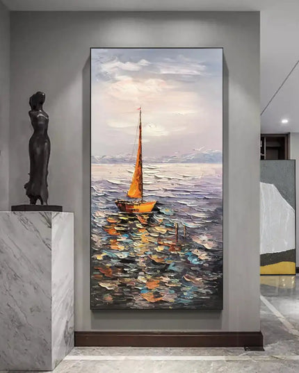 Beach Art Australia Large Boats Ocean Art Coastal Art Beach Oil Painting Hand Painted Ocean Thick Texture Modern Home Wall Art