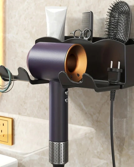 1pc Wall Mounted Hair Dryer Bracket, For Bathroom Shelves Without Drilling, Hair Dryer Bathroom Storage Rack