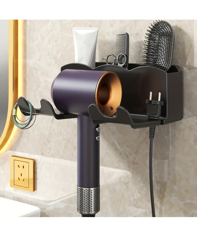 1pc Wall Mounted Hair Dryer Bracket, For Bathroom Shelves Without Drilling, Hair Dryer Bathroom Storage Rack