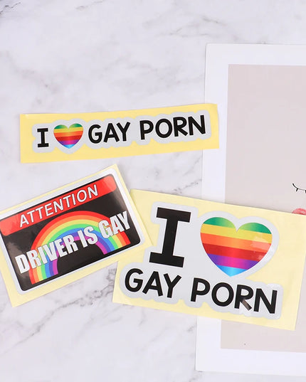 1Pc I LOVE GAY PORN Car Stickers Reflective Personality Car Stickers Gay Funny Stickers