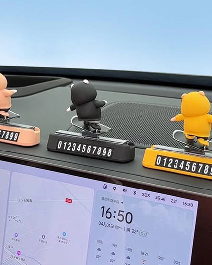 New Dashboard Car Decorations Skateboard Bear Magnetic Parking Number Plate Creative Car Cartoon Interior Interior Accessories