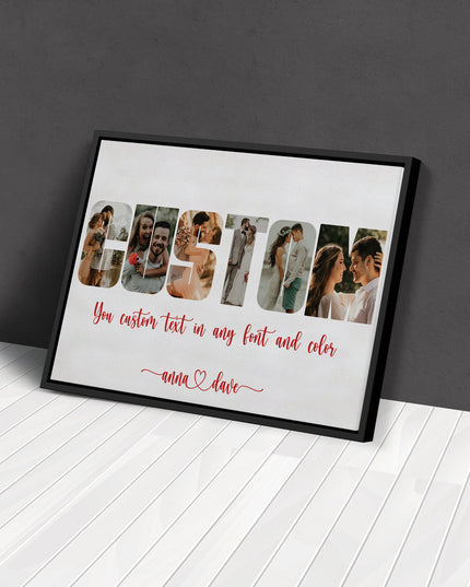 Custom Name Picture Collage Canvas Art Poster Personalized Text Photo Frameless Mural Home Birthday Gift Home Wall Decoration Pr