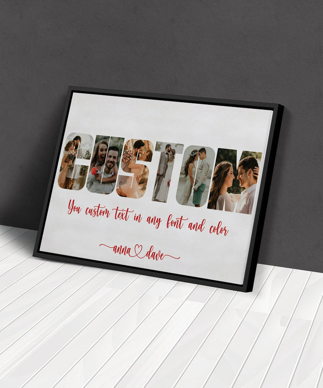 Custom Name Picture Collage Canvas Art Poster Personalized Text Photo Frameless Mural Home Birthday Gift Home Wall Decoration Pr