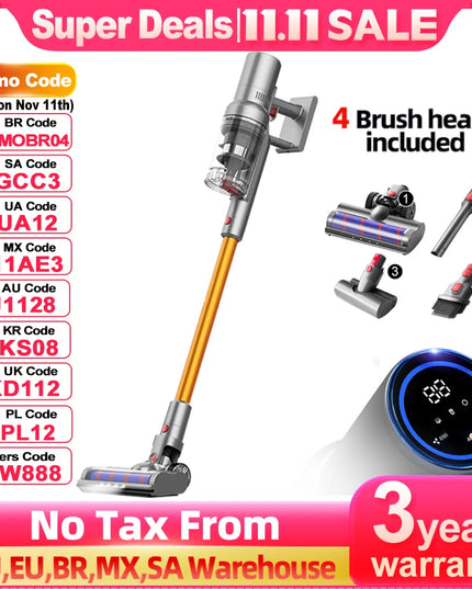 ABIR VC205 Cordless Handheld Vacuum Cleaner,27000PA,Touch Screen,Smart Dust Sensor,Auto Speed Control for Home Bed Carpet Clean