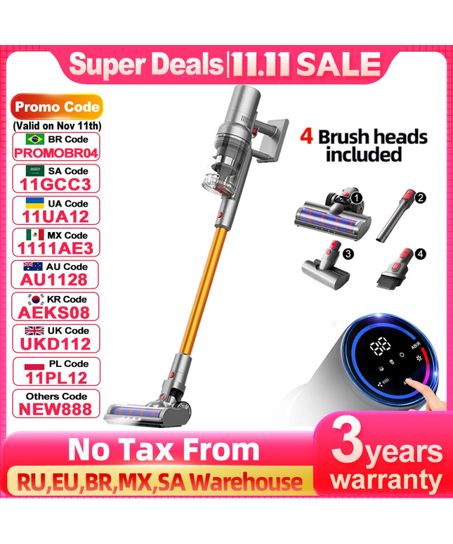 ABIR VC205 Cordless Handheld Vacuum Cleaner,27000PA,Touch Screen,Smart Dust Sensor,Auto Speed Control for Home Bed Carpet Clean