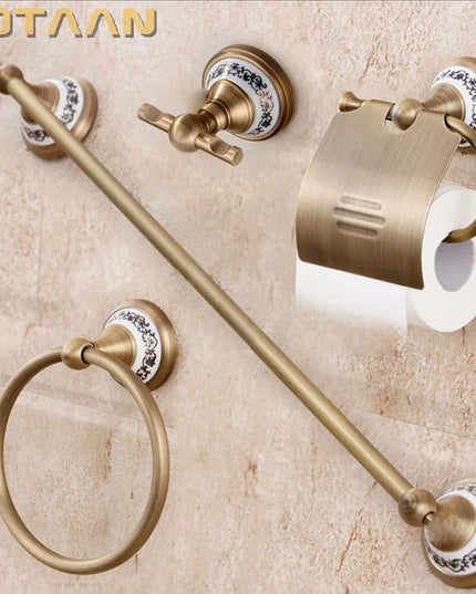 .,solid brass Bathroom Accessories Set,Robe hook,Paper Holder,Towel Bar,Soap basket,bathroom sets,YT-11500-A