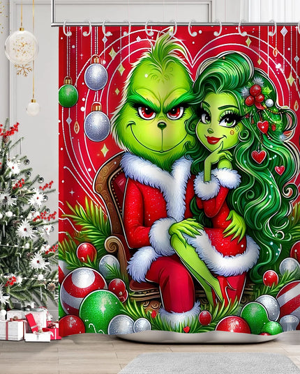 Christmas Cartoon Bathroom  Shower Curtain  Waterproof fabric bathroom Curtain With 12 Hooks Sunflower Home Deco Free Ship