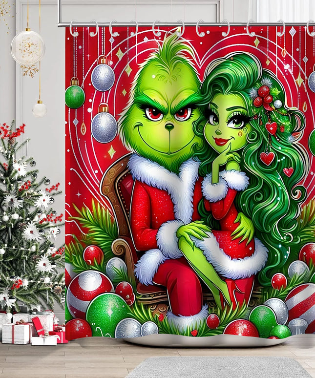 Christmas Cartoon Bathroom  Shower Curtain  Waterproof fabric bathroom Curtain With 12 Hooks Sunflower Home Deco Free Ship