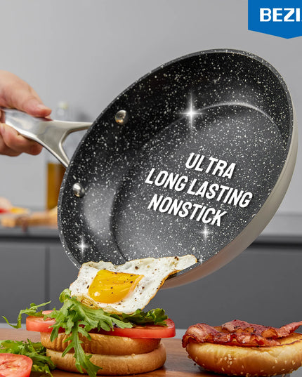 Induction Cookware Nonstick, 10-Piece, BEZIA Pots and Pans Set for Induction Cooktop, Compatible with All Stoves