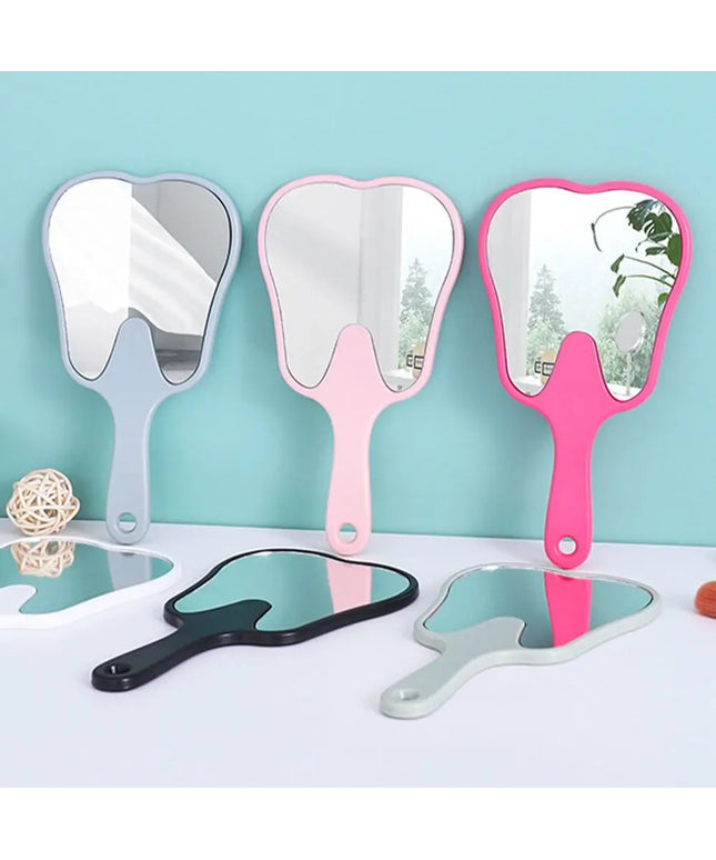 1PC Tooth Shaped Handheld Mirror Cute Makeup Mirror Durable High Definition Dental Mirrors Gifts