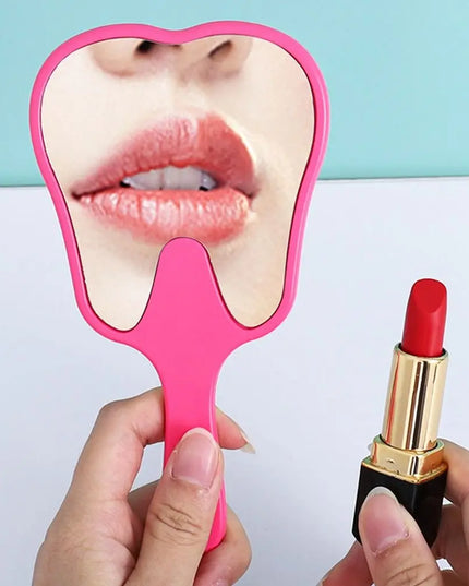 1PC Tooth Shaped Handheld Mirror Cute Makeup Mirror Durable High Definition Dental Mirrors Gifts