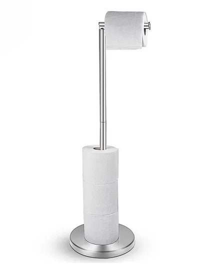 Freestanding Toilet Roll Holders Stainless Steel Toilet Paper Stand Anti-Rust Space Bathroom Tissue Rack Paper Dispenser Storage
