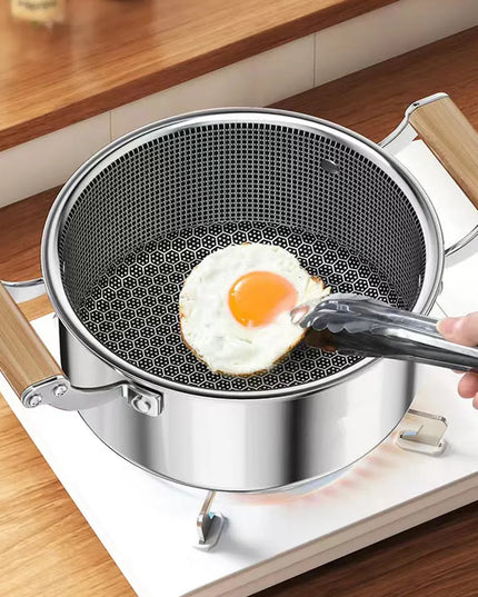 316L Stainless Steel Soup Pot Wok Honeycomb Non-stick Pot with lid Frying Pan Home Hot Pot Induction Cooker Gas Stove Universal