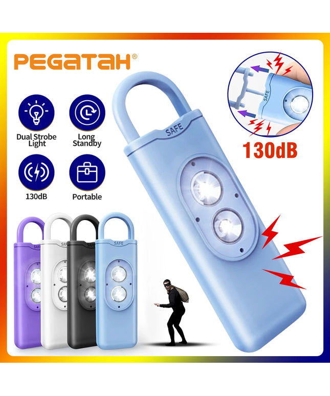 Self Defense Alarm 130DB LEDLight Anti-wolf Alert for Girl Child Women Carrying Scream Loud Panic Alarm Emergency Alarm Keychain