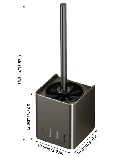 Toilet Brush Holder Set Space Aluminum Base Square Toilet Bowl Brush Long Handle for Bathroom Deep Cleaning Accessories