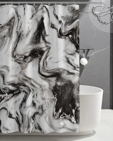Grey Gold Marble Ink Texture Shower Curtain Set Abstract Modern Shower Curtain for Bathroom Decor Waterproof Washable Fabric