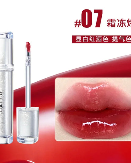 Judydoll Ice Iron Lip Glaze Lipsticks Non-Stick Cups Mirror Shine Watery Lip Lotion Metal Brush Head Makeup Cosmetics