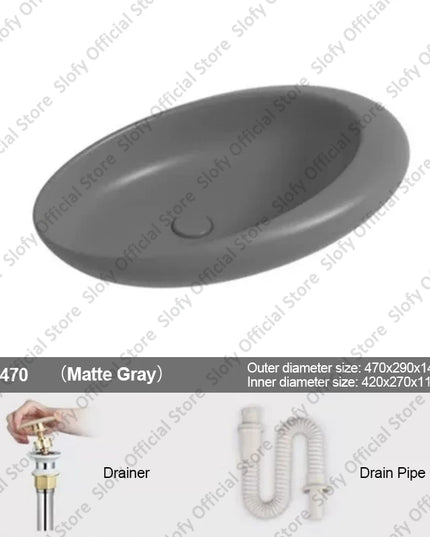 Nordic-style Hotel Countertop Basin Fashionable Art Bathroom Sink Egg-shaped Ceramic Sinks Various Styles Home Balcony Washbasin