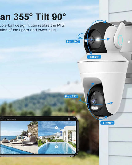 5K 10MP WiFi Camera10X Zoom CCTV  Auto Tracking Dual Lens Dual Screen PTZ Mini Video Surveillance Cam Security Camera