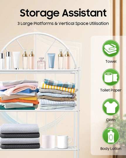 3 Tier Toilet Shelf, Over The Toilet Storage Organizer, Heavy Duty 55lbs Metal Bathroom Shelf with Large Platforms