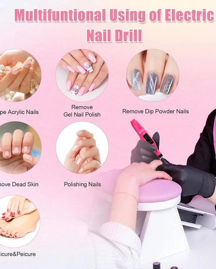 YIKOOLIN Strong Function Nail Drill Machine Set Electric Nail Sander Gel Polish Remover Tools Driller Manicure Nail Accessories