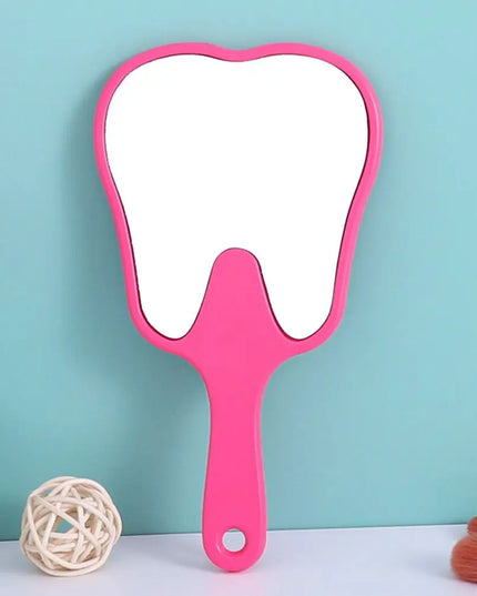 1PC Tooth Shaped Handheld Mirror Cute Makeup Mirror Durable High Definition Dental Mirrors Gifts