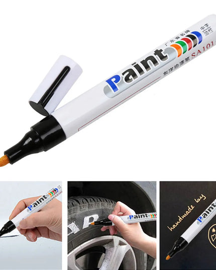 1pcs White Waterproof Cars Wheel Tire Oily Mark Pen Auto Rubber Tyre Paint Pen Cd Metal Permanent Paint Marker Graffiti Touch Up