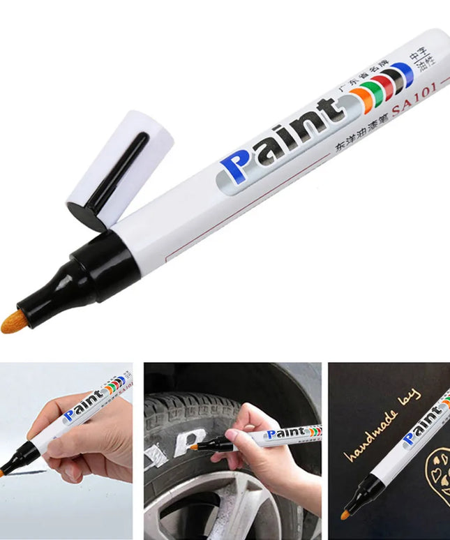 1pcs White Waterproof Cars Wheel Tire Oily Mark Pen Auto Rubber Tyre Paint Pen Cd Metal Permanent Paint Marker Graffiti Touch Up