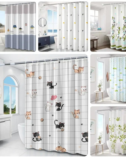 Mildew Proof Shower Curtain High Quality PEVA with 12 Hook Bathroom Curtain 180*150cm Thickened Printed Shower Curtain