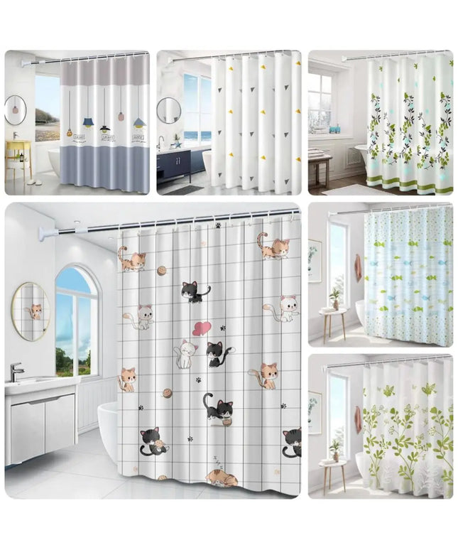 Mildew Proof Shower Curtain High Quality PEVA with 12 Hook Bathroom Curtain 180*150cm Thickened Printed Shower Curtain